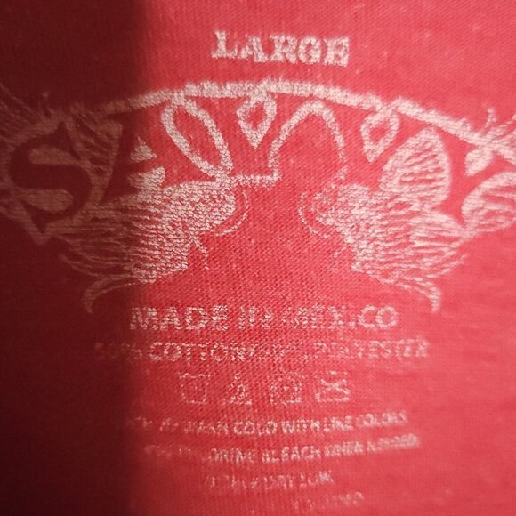 Red Hots Mens Faded Look Red Short Sleeve Shirt Large - Picture 4 of 4